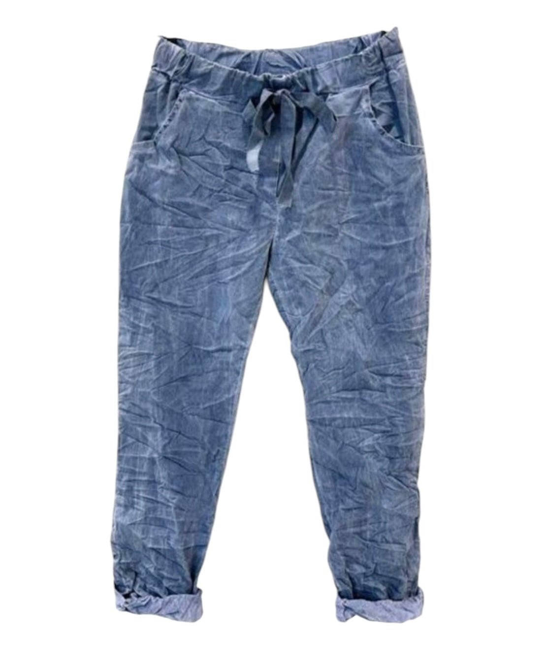 Denim blue mineral washed Italian Magic pants