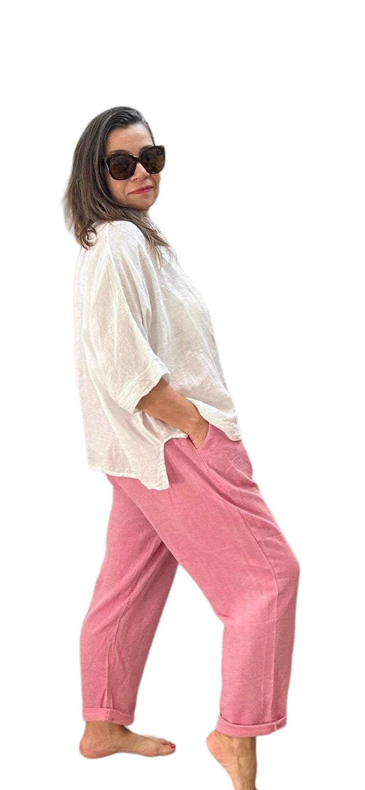 Strawberry pink summer breeze tapered pants