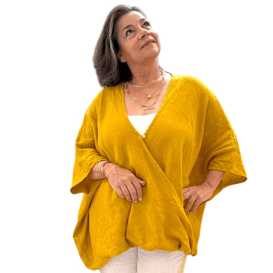 Crossover Lagenlook Linen Top Crossover Lagenlook Linen Top