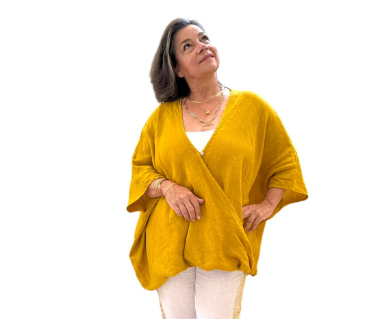 Crossover Lagenlook Linen Top