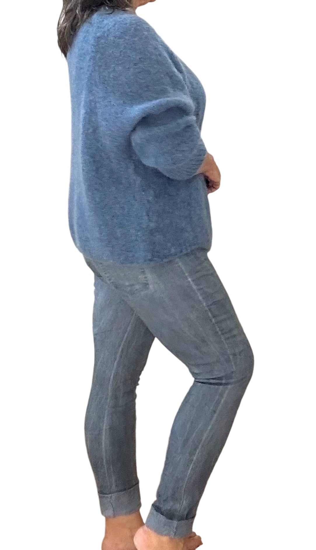 Denim blue mineral washed Italian Magic pants