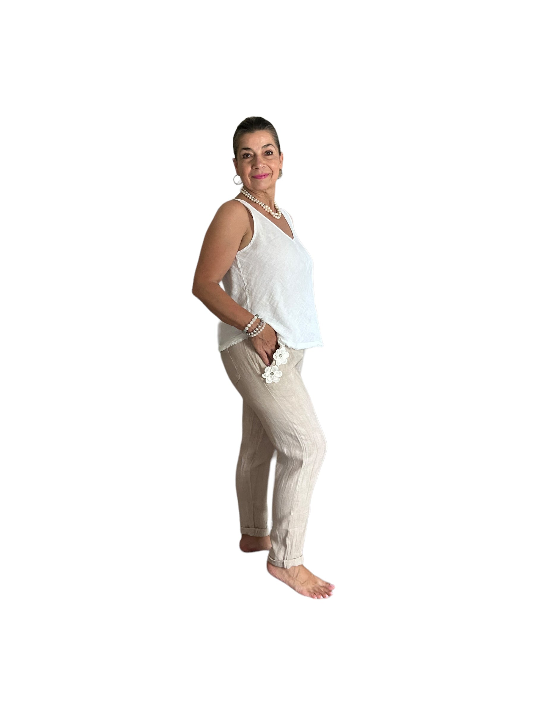 Blooming linen pants