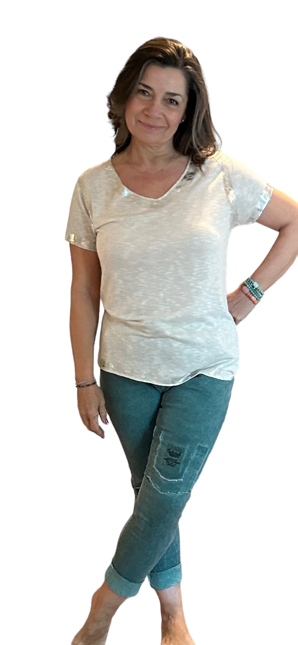 Silver accent top