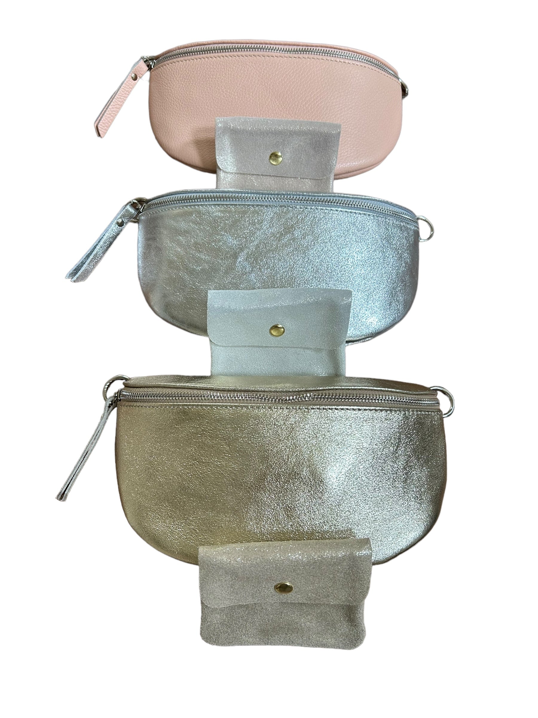 Metallic silver grande Georgia leather crossbody bag