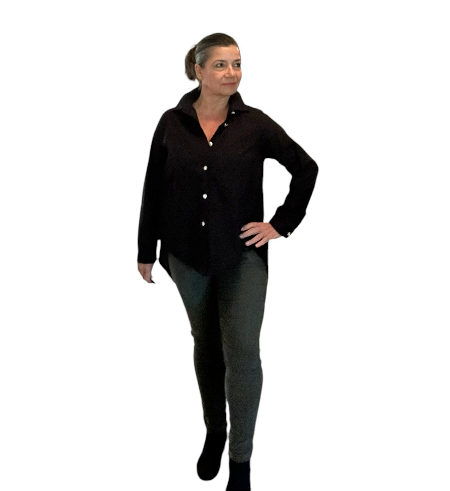 Sparkle breeze button down shirt - black