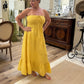 Angela yellow maxi linen dress