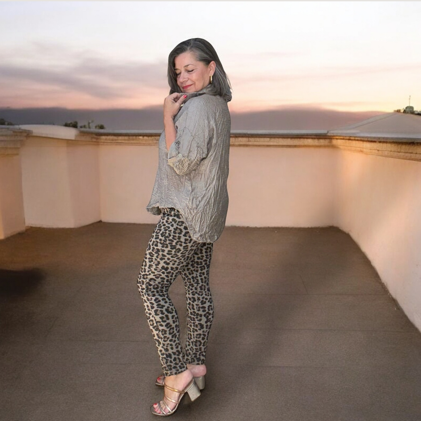 Chic Leopard Print Italian Magic Pants