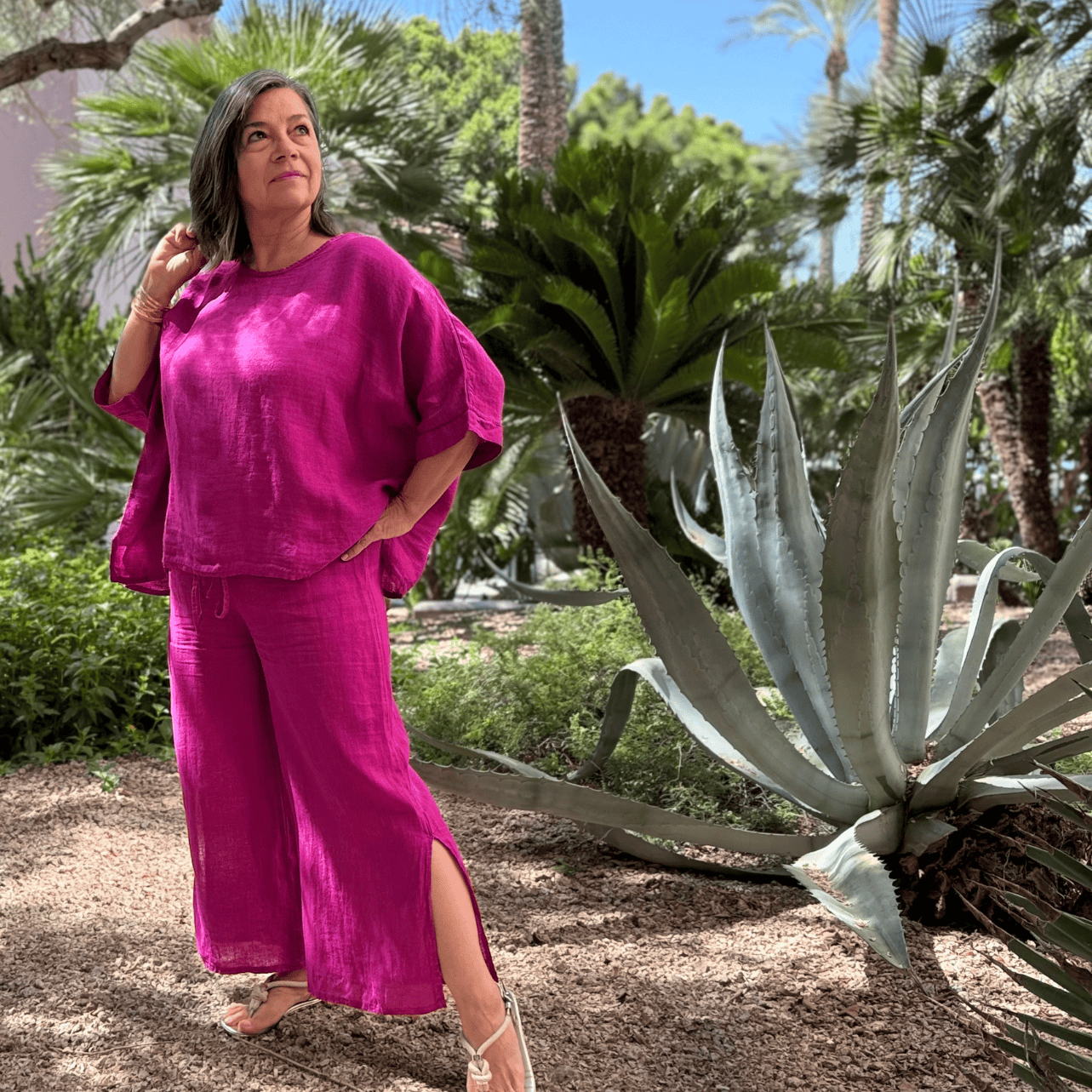 Flo Linen Capri Pants - Our Best-Selling Summer Essential White Flo Linen Capri Pants with a Side Slit | Linen Resort Wear