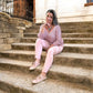 Soft Pink Italian Magic Pants With a Subtle Chic Glam Side Panel