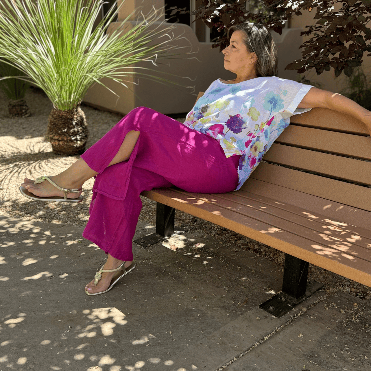 Flo Linen Capri Pants - Our Best-Selling Summer Essential White Flo Linen Capri Pants with a Side Slit | Linen Resort Wear