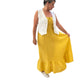 Angela yellow maxi linen dress