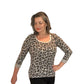 Taupe leopard print rib top