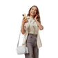 Sky blue Bianca leather tassel crossbody camera bag