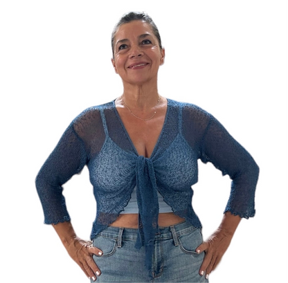 Delicate mesh woven shrug
