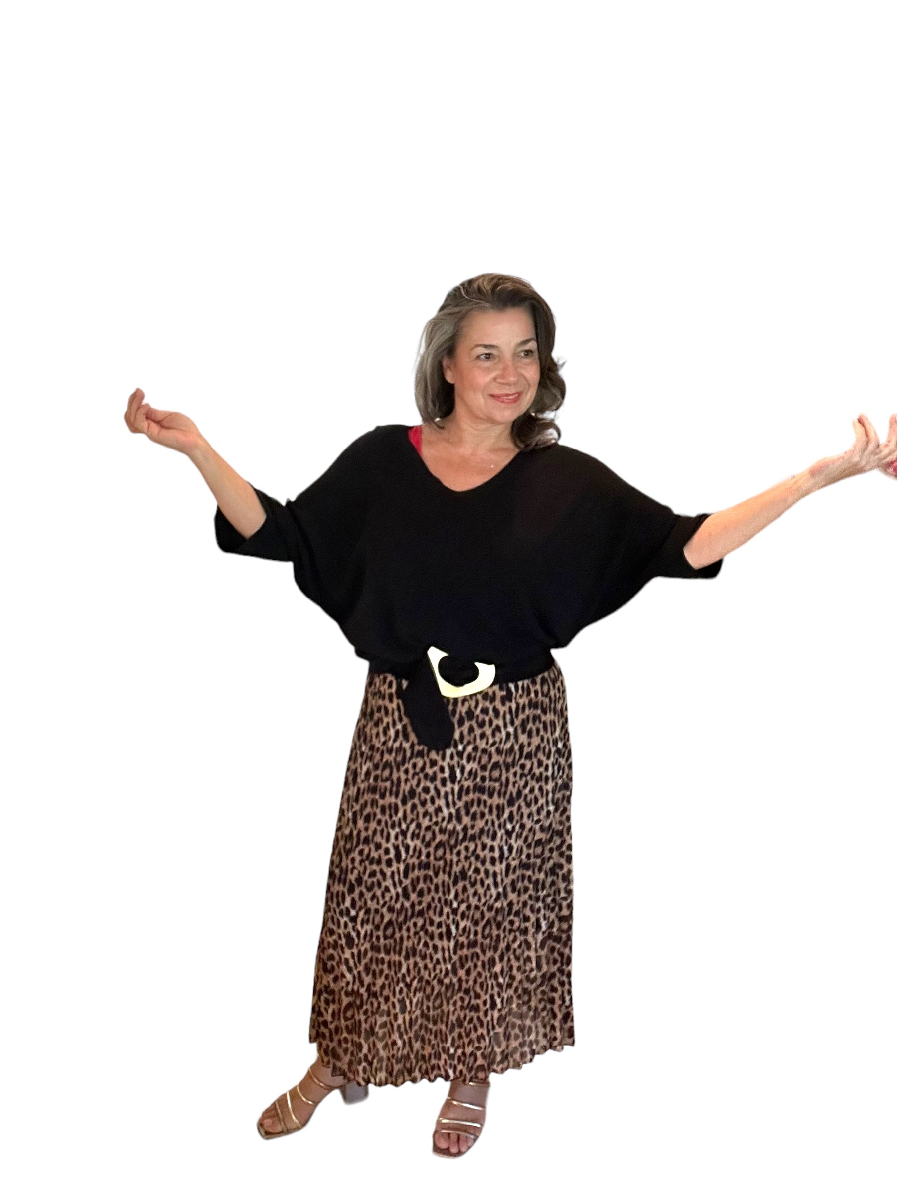 Pleated animal print skirt
