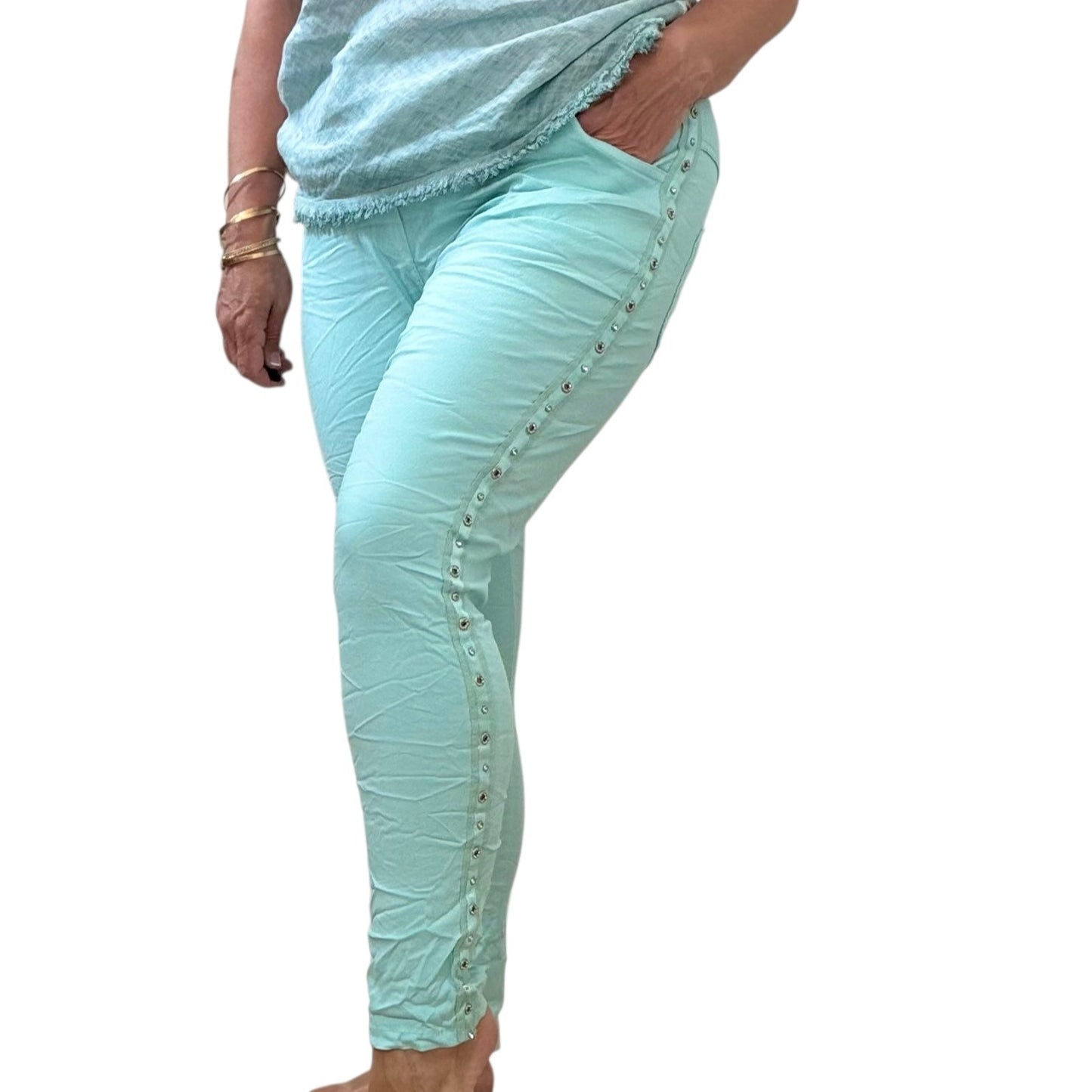 * BEST SELLER *  Studs & diamante Italian magic pants