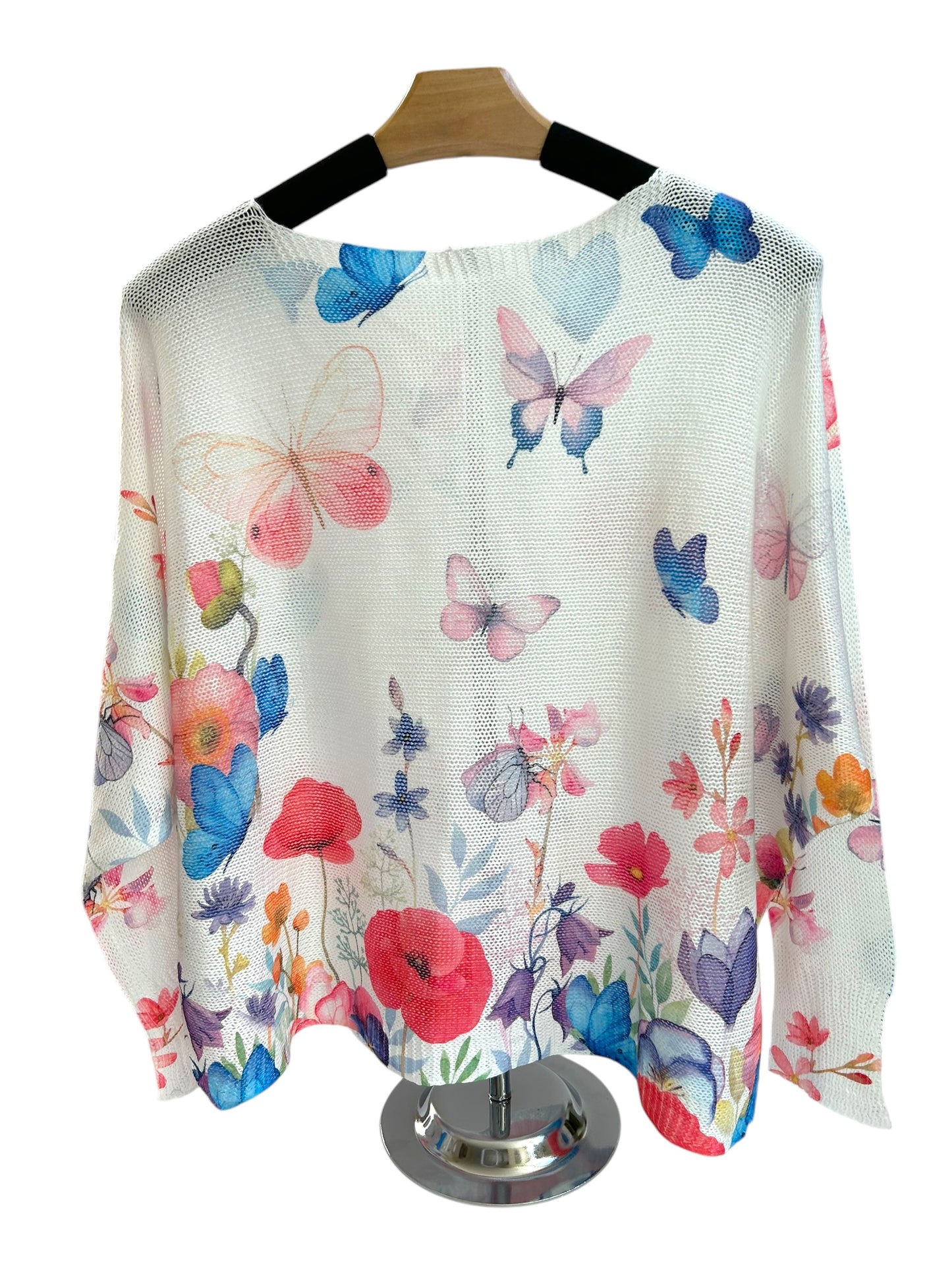 Spring blooms & butterflies lightweight knit top