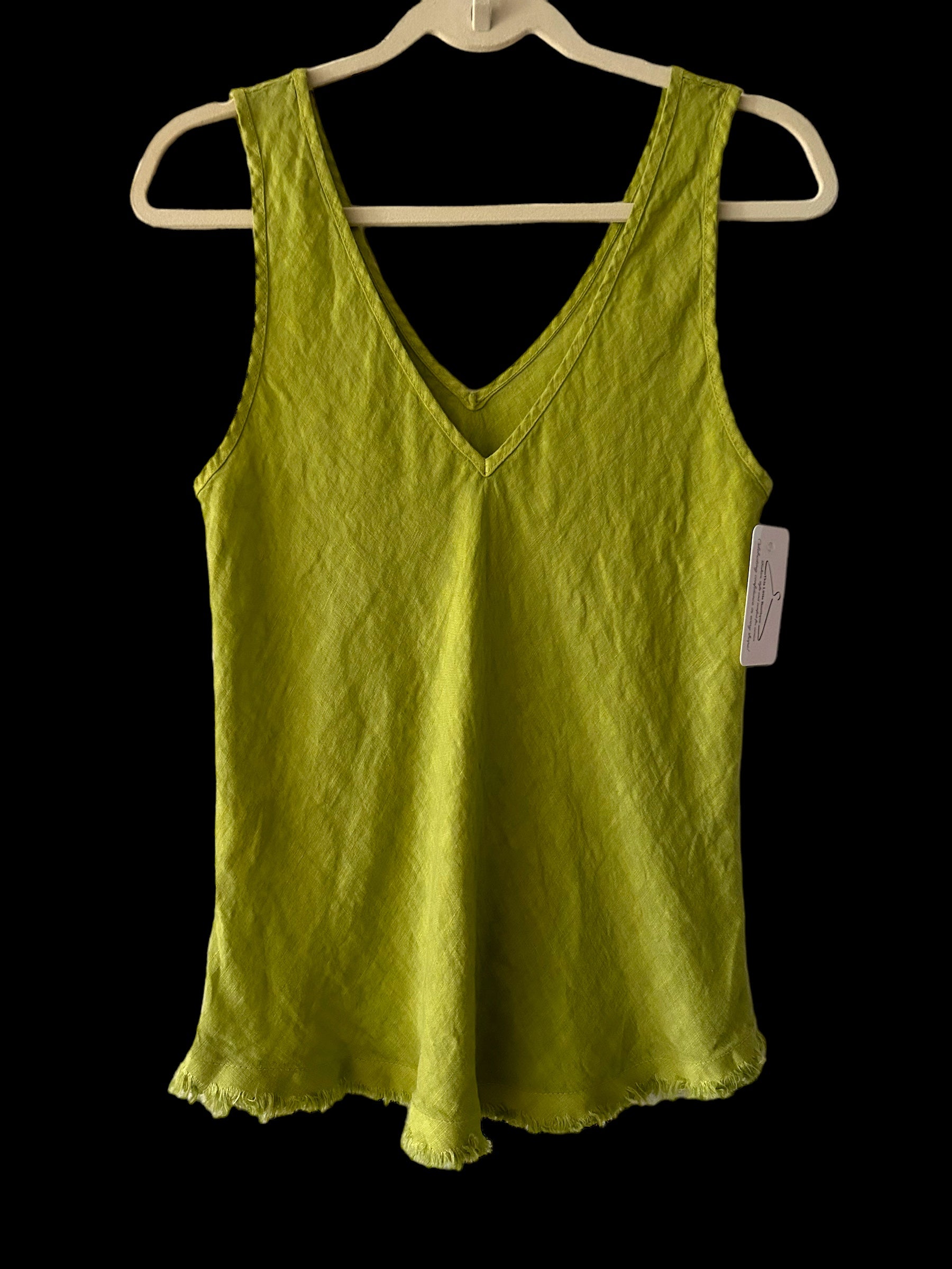 Mila pistachio linen V-neck top