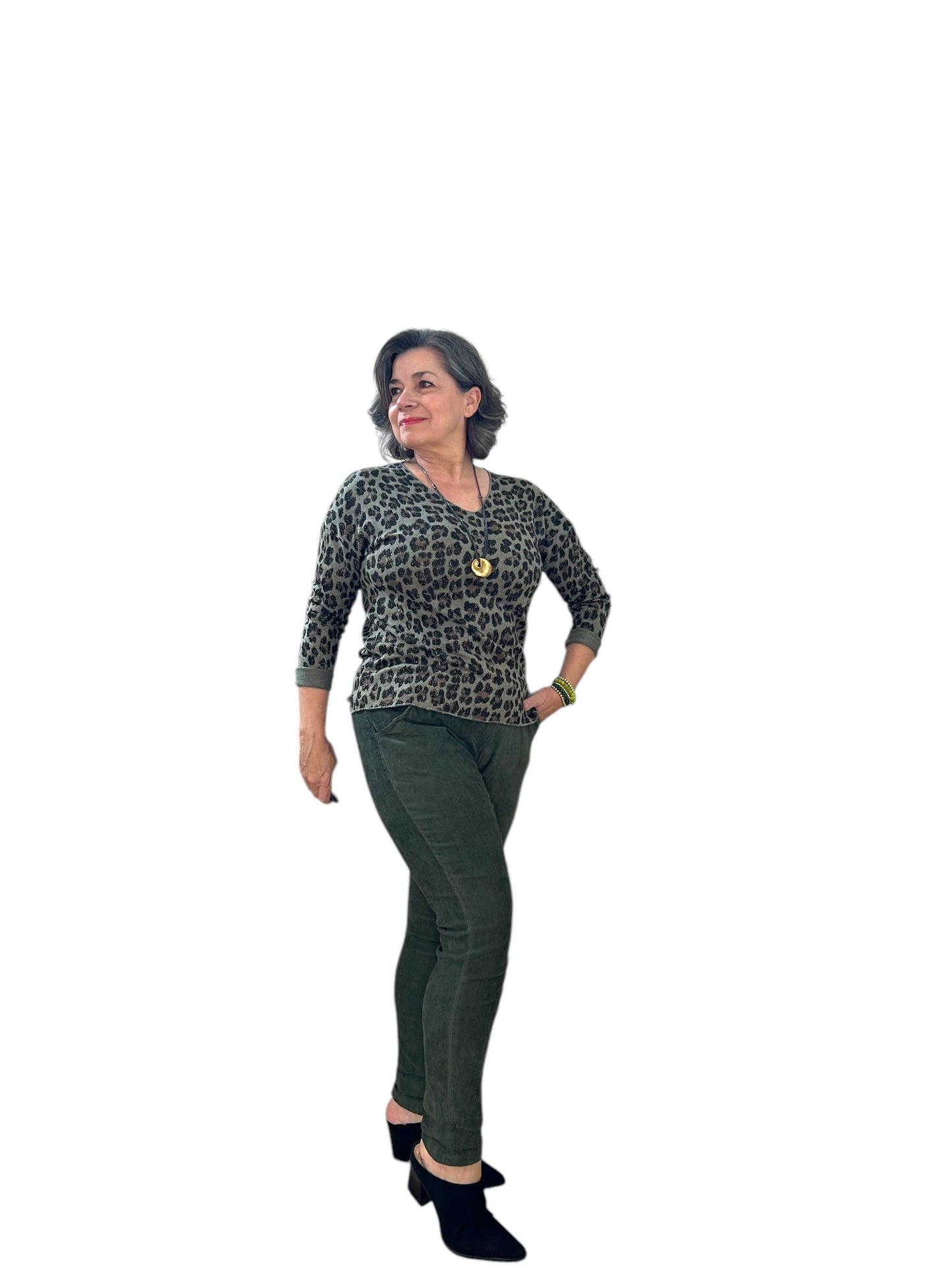 Forest green fine corduroy Italian Magic pants