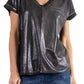 Two tone V neck t-shirt with faux pocket