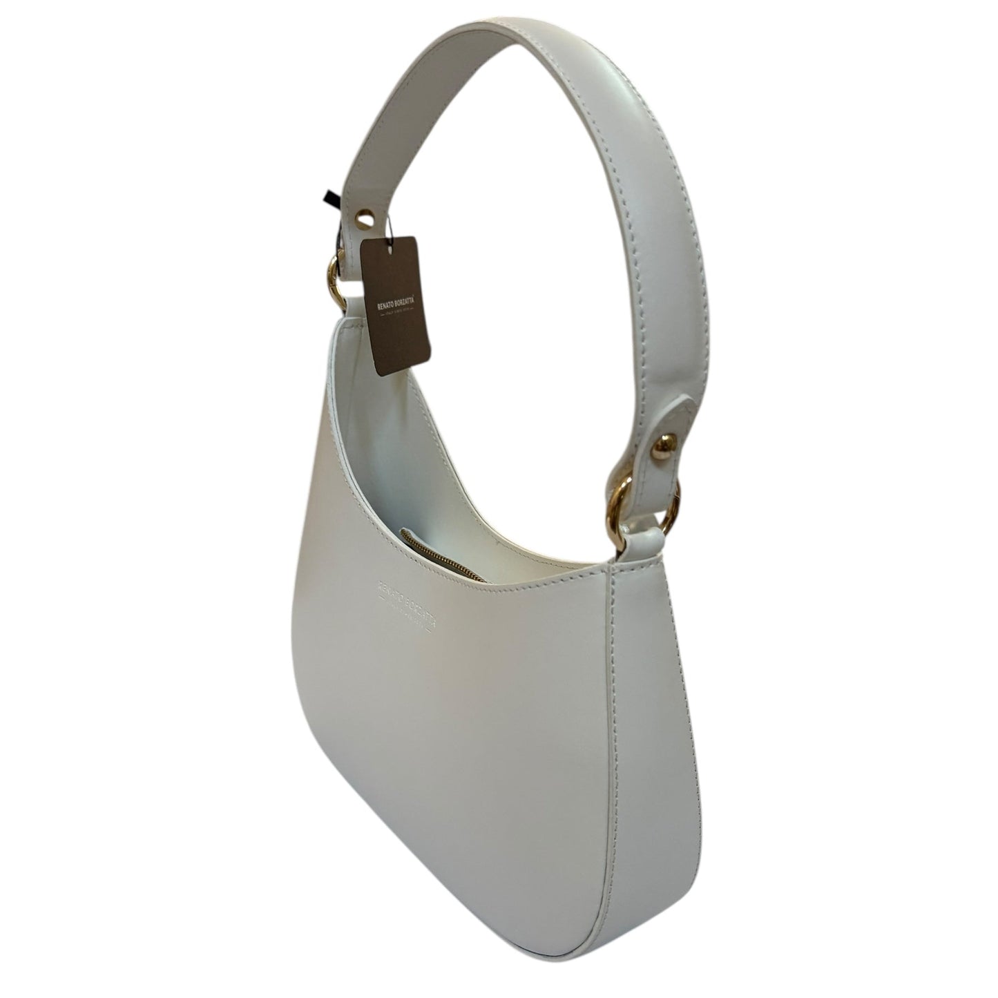 Slim White Italian Leather Bag