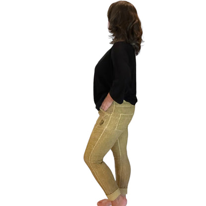 Mustard mineral washed Italian magic pants