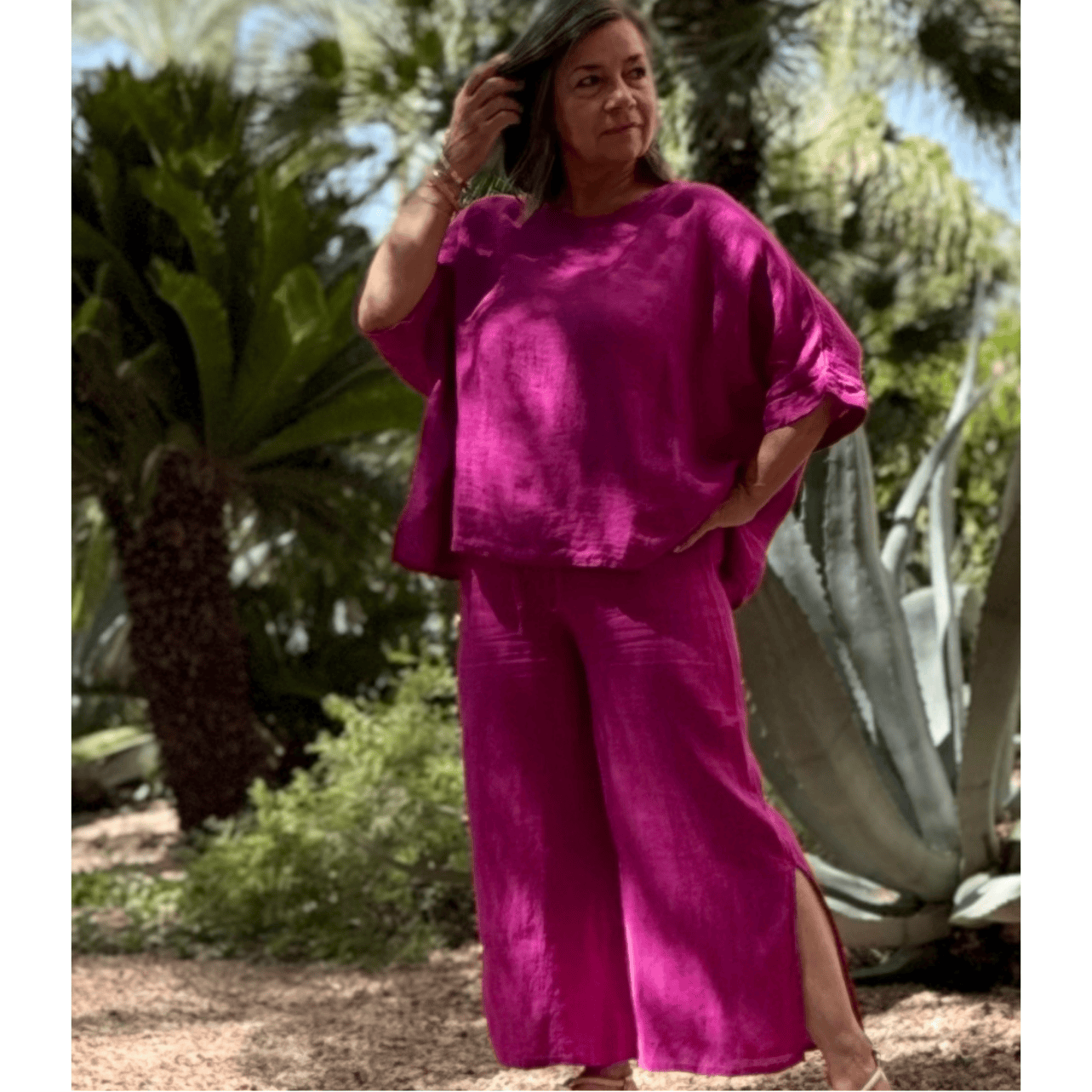 Flo Linen Capri Pants - Our Best-Selling Summer Essential White Flo Linen Capri Pants with a Side Slit | Linen Resort Wear