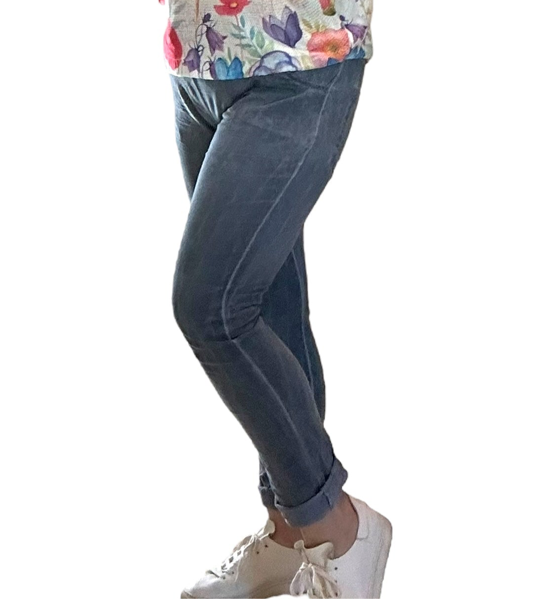 Denim blue mineral washed Italian Magic pants