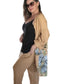 Camel Lace Hem Linen Drawstring Pants