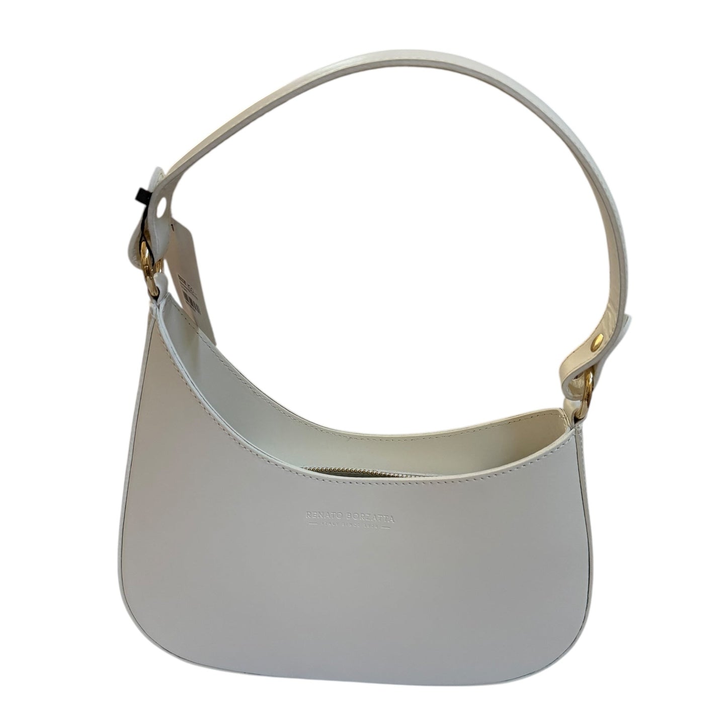 Slim White Italian Leather Bag