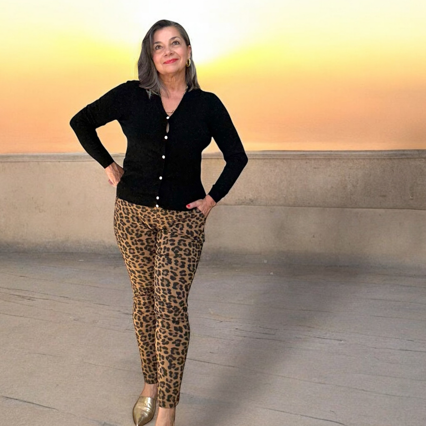 Chic Leopard Print Italian Magic Pants