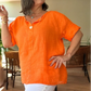 Airy Orange Linen Top