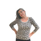 Taupe leopard print rib top