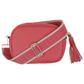 Bianca leather camera style crossbody bag - coral