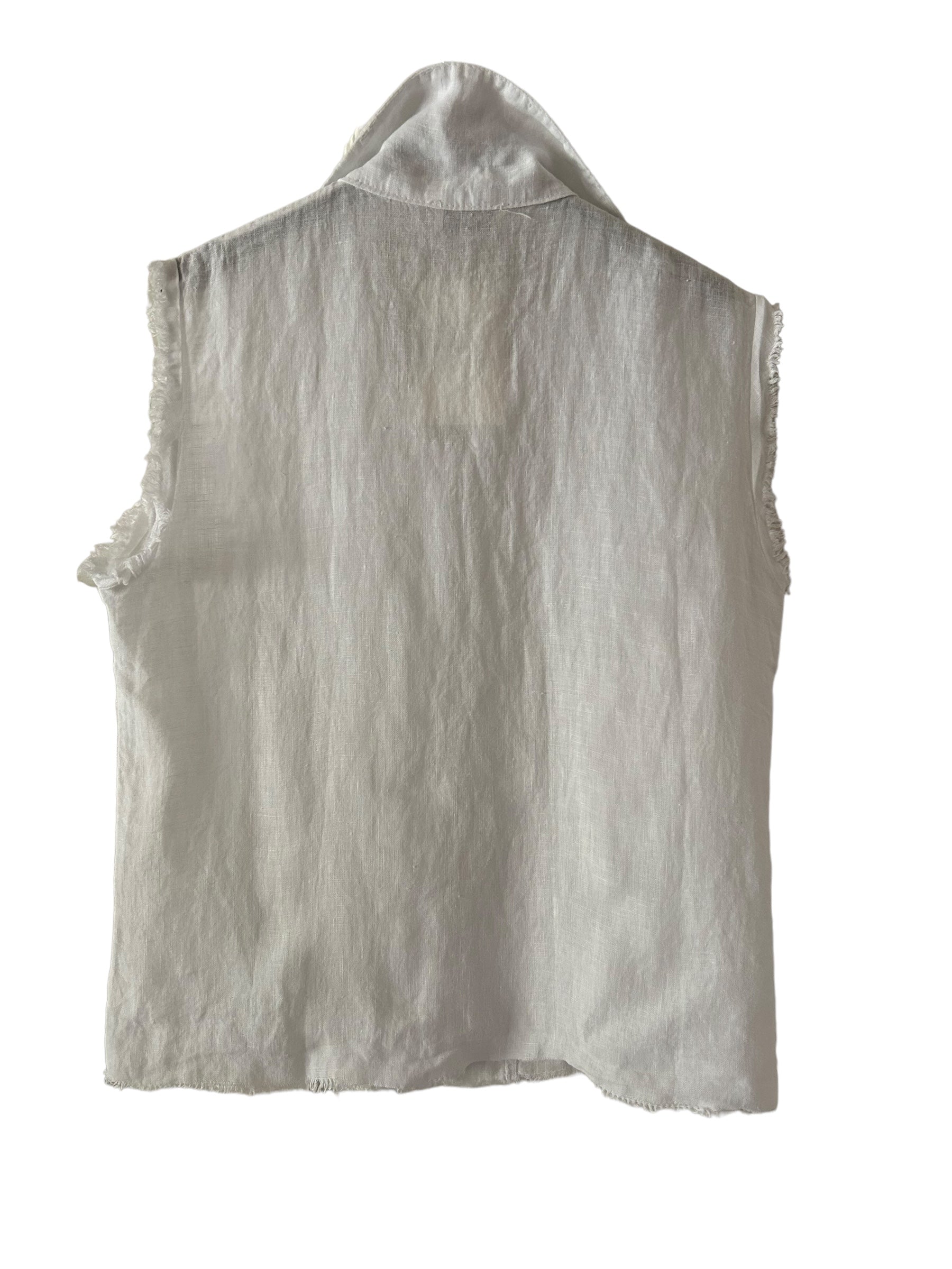 Antonia white linen waistcoat style top