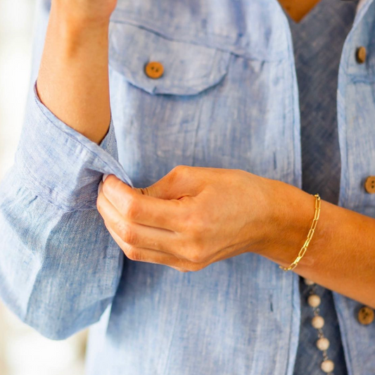 Blue Chambray Linen Jacket
