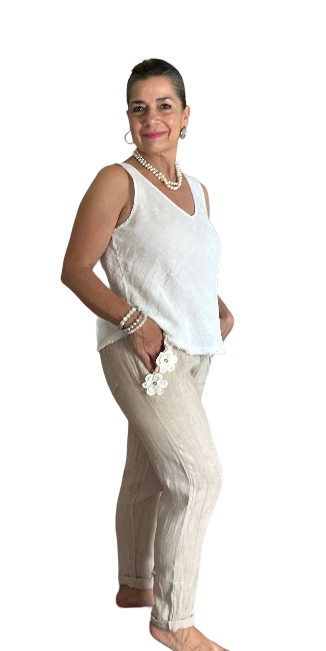 Blooming linen pants