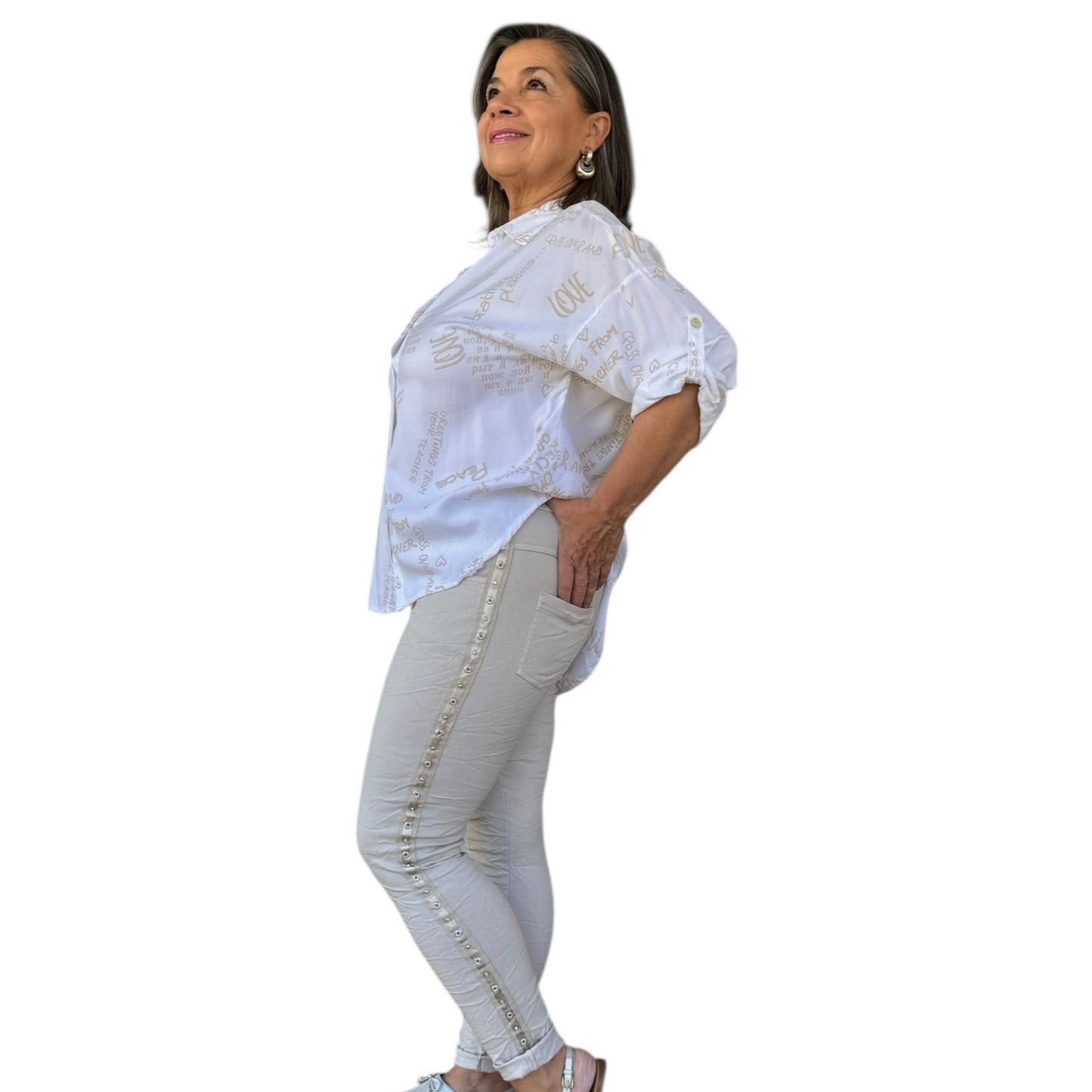 * BEST SELLER *  Studs & diamante Italian magic pants