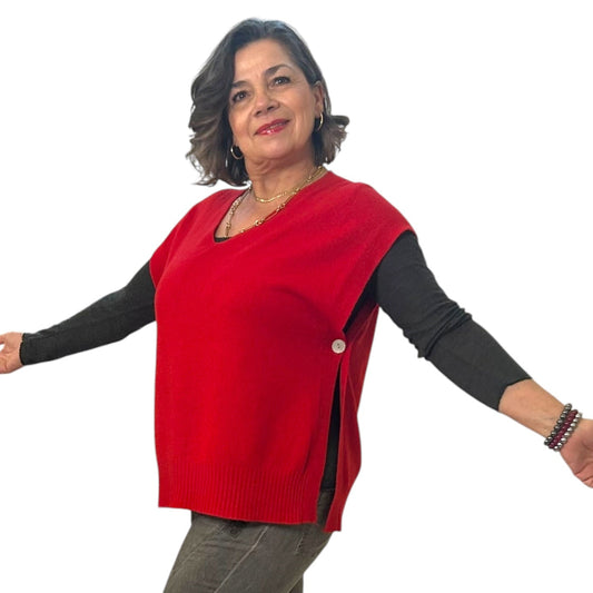 Sleeveless Buttoned Side Sweater Top