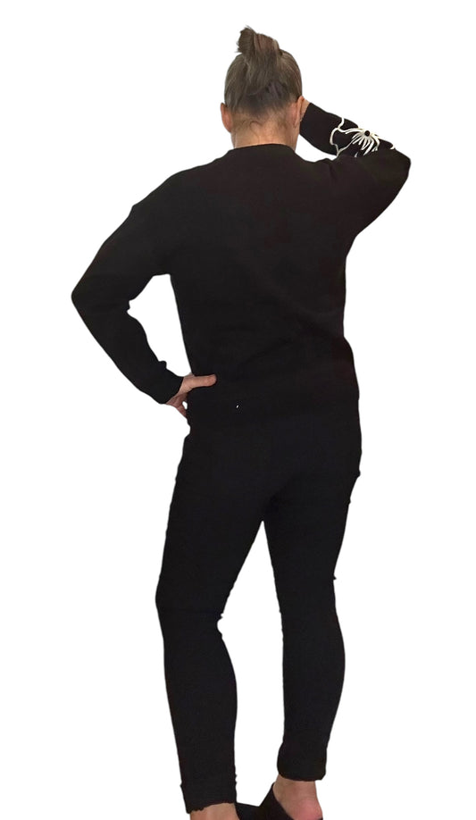 Bel fiore embroidered crew neck sweater