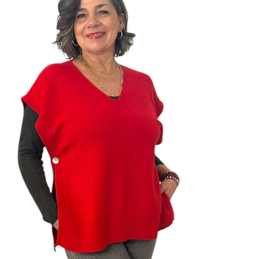 Sleeveless Buttoned Side Sweater Top