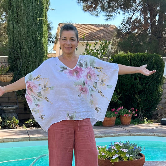 Floral Lagenlook Linen Top