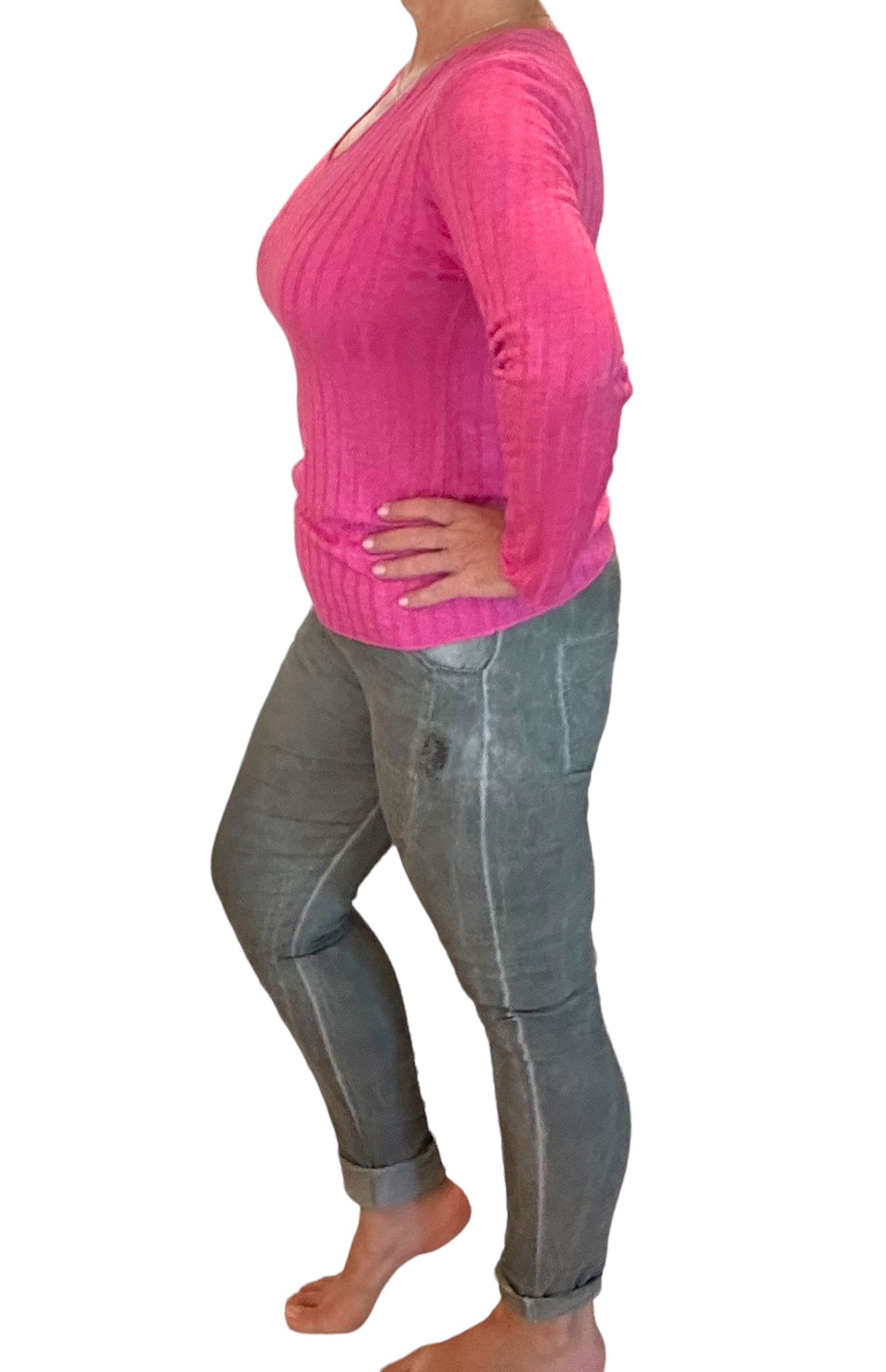 Olive green mineral washed Italian magic pants