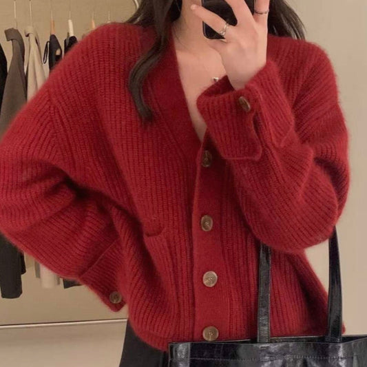 Burgundy v-neck cardigan