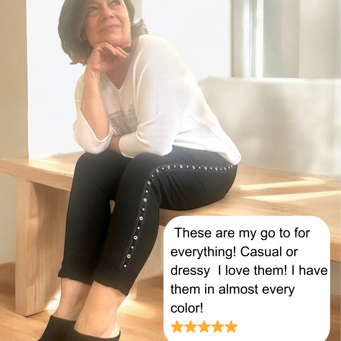 * BEST SELLER *  Studs & diamante Italian magic pants