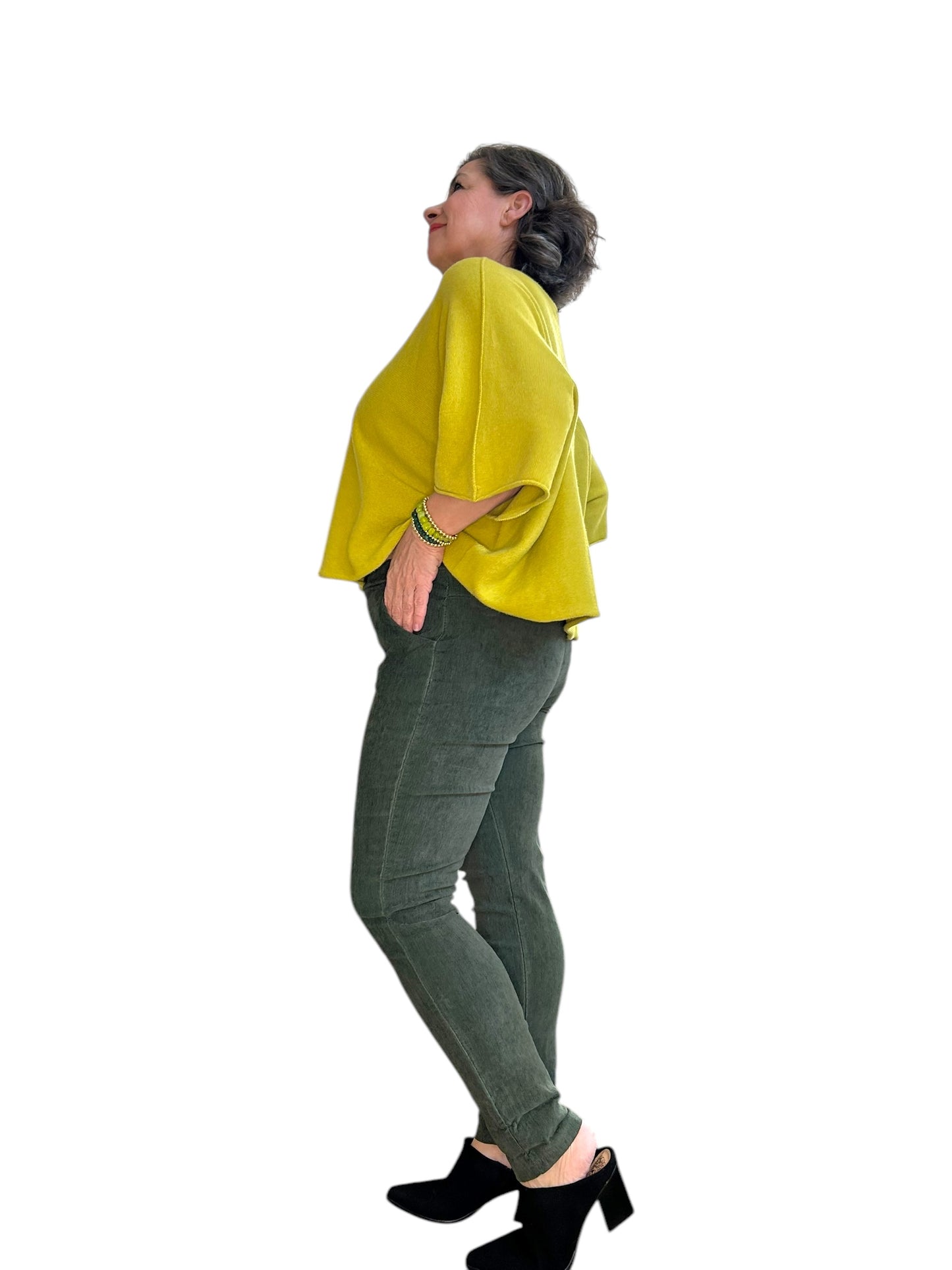 Forest green fine corduroy Italian Magic pants