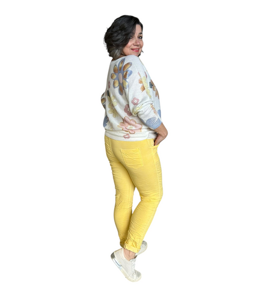 Sunshine yellow mineral washed Italian magic pants
