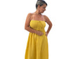 Angela yellow maxi linen dress
