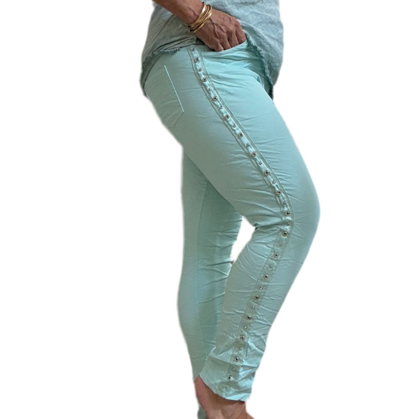 * BEST SELLER *  Studs & diamante Italian magic pants