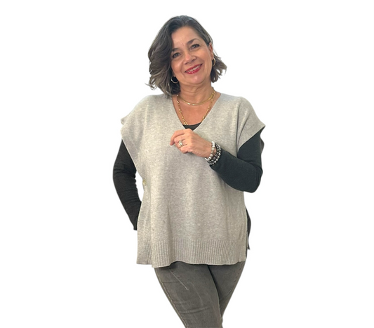 Sleeveless throw over sweater top